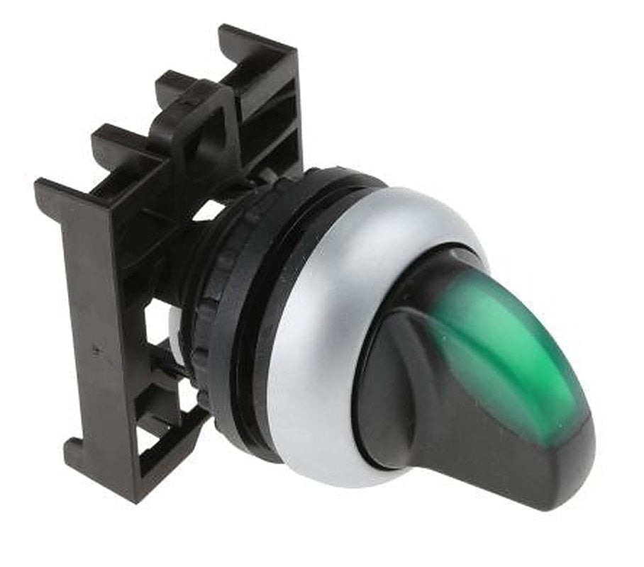 Eaton RMQ-Titan Series 2 Position Illuminated Selector Switch Head, 22 mm Cutout, Green Handle, IP66