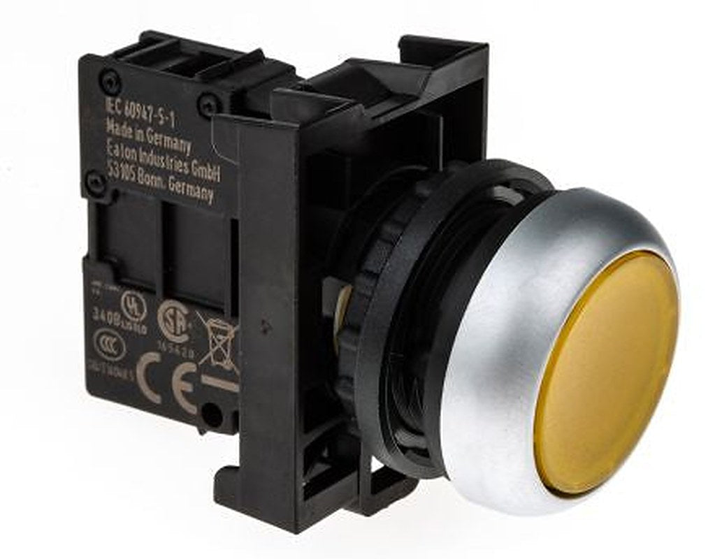 Eaton RMQ Titan M22 Series Yellow Momentary Push Button Head, 22 mm Cutout, IP69K