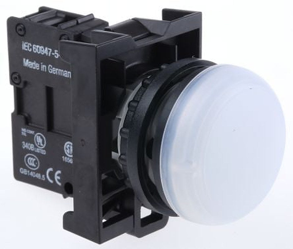 Eaton, RMQ Titan M22, Flush White LED Pilot Light, 22 mm Cutout, IP69K, Round, 12 V, 30V ac/dc