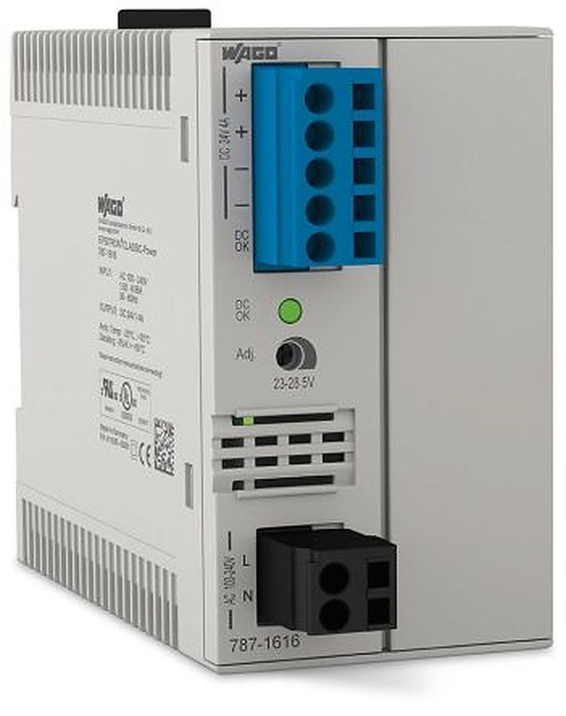 WAGO 787 Switched Mode Power Supply DIN Rail Power Supply 264V ac AC Input 24V dc, 4 A Output DC 96 W
