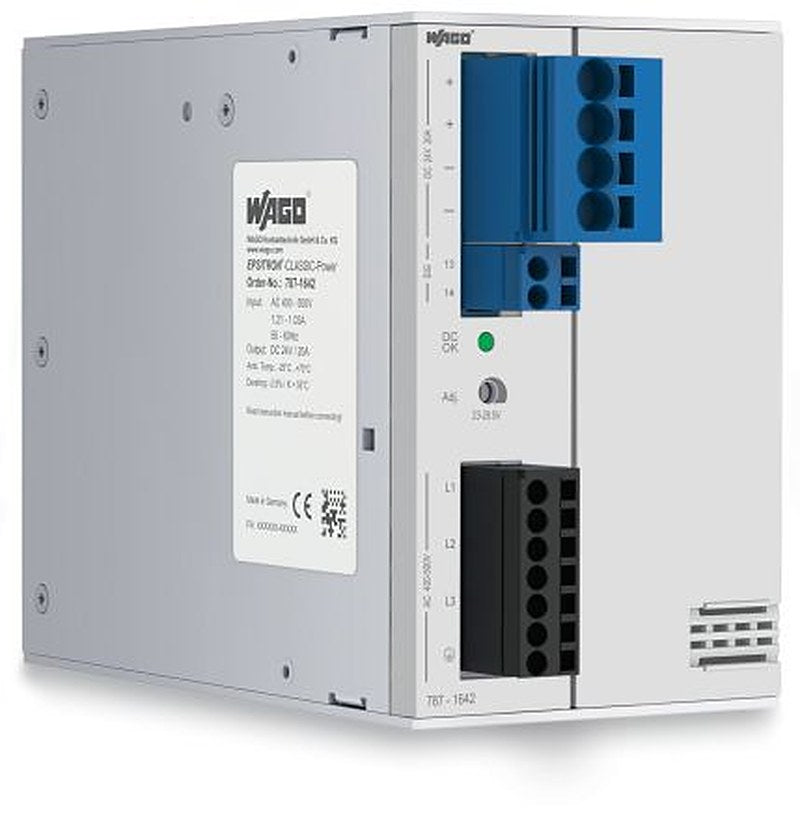 WAGO 787 Switched Mode Power Supply DIN Rail Power Supply 575V ac AC Input 24V dc, 20 A Output DC 480 W