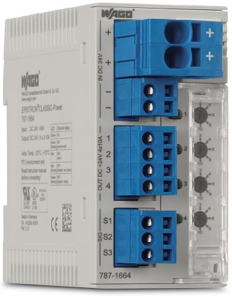 WAGO 787 Electronic Circuit Breaker 10A, 4 channels, DIN Rail