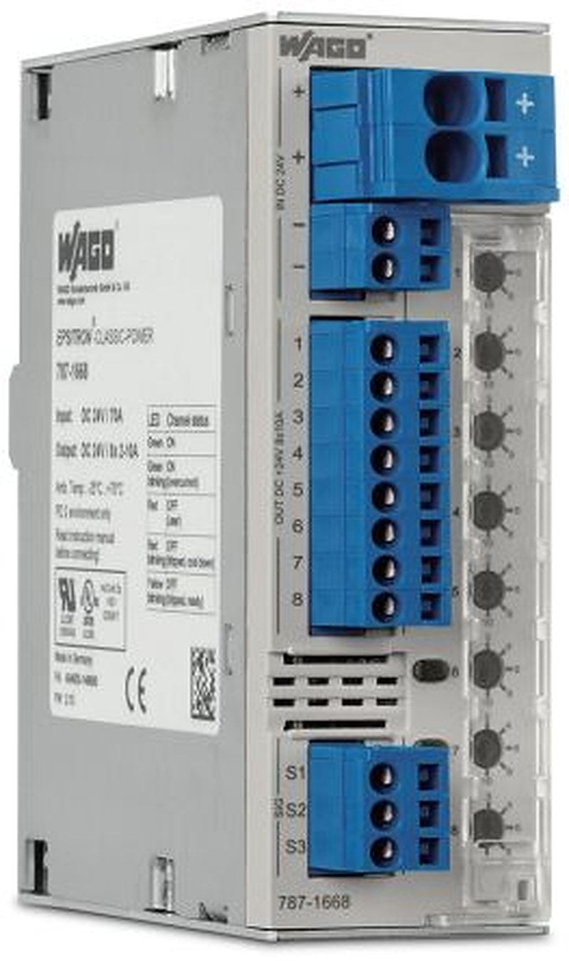 WAGO 787 Electronic Circuit Breaker 10A, 8 channels, DIN Rail