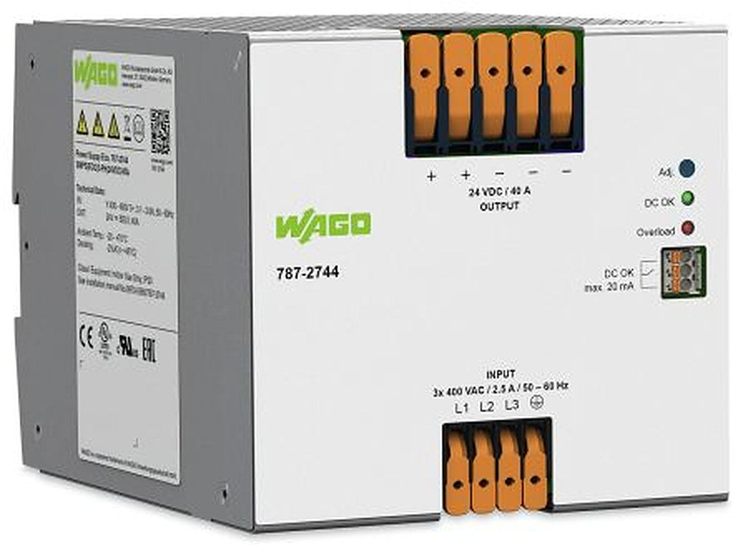 WAGO DIN Rail Power Supply 24V dc, 40 A Output 960 W