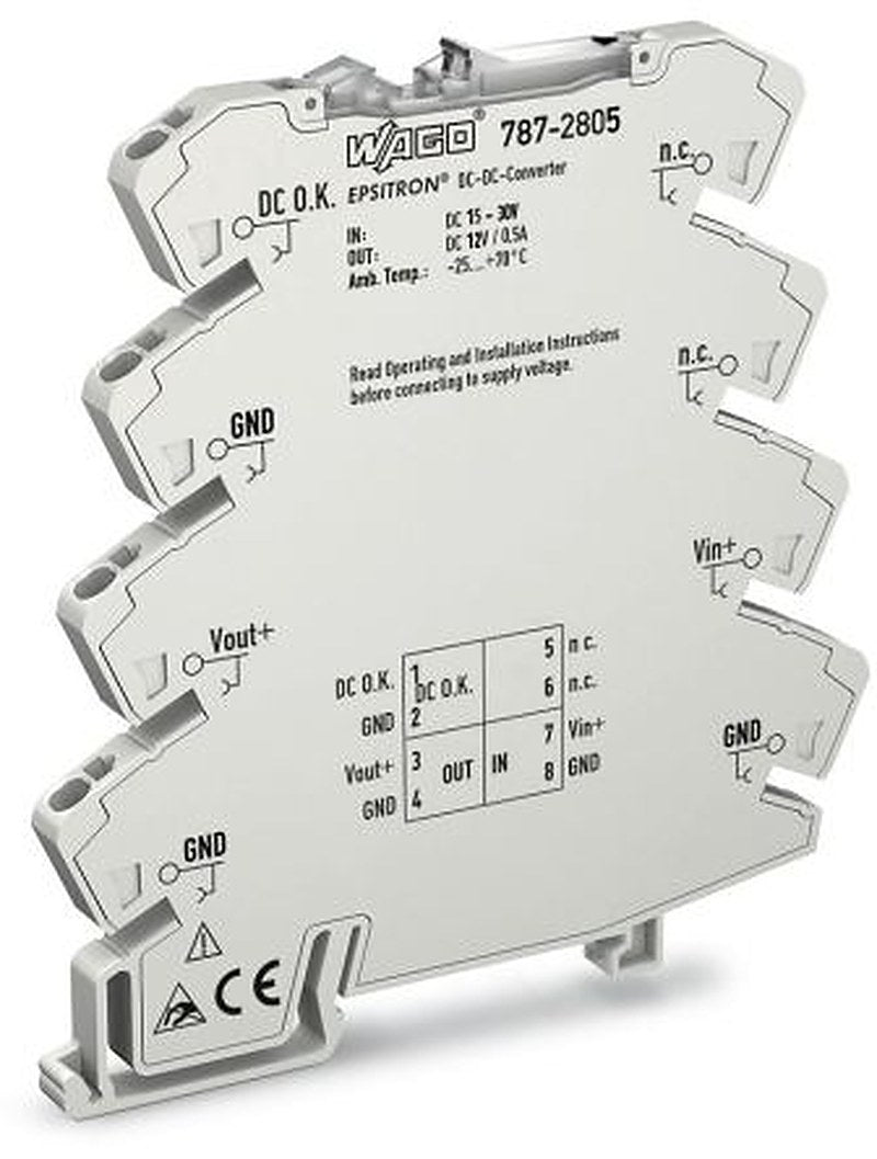 WAGO 787 DC/DC Converter, 12V dc/ 500 mA, 24V dc Input, 24V dc Input, DIN Rail 6 W, 70 °C Max Temp -25 °C Min Temp