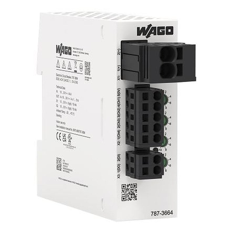 WAGO 1 to 10 A 787 Electronic Circuit Breaker 10A 24V, 4 channels, DIN Rail