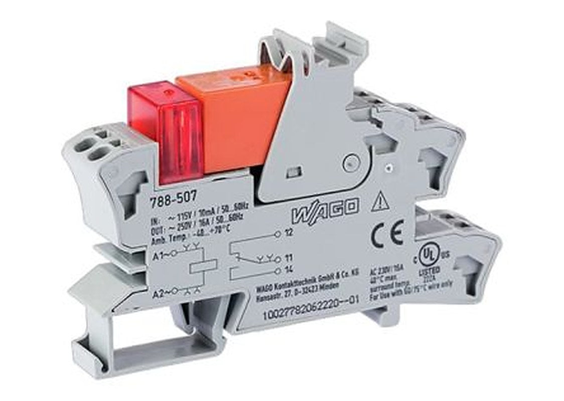 WAGO 788 Series Relay Module, DIN Rail, 115V ac Coil, SPDT, 8mA