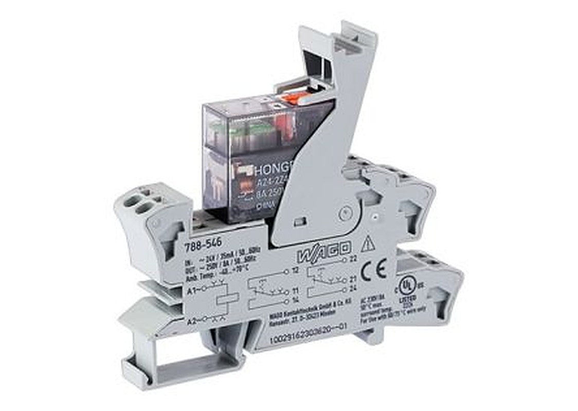 WAGO 788 Series Relay Module, DIN Rail, 24V ac Coil, DPDT, 32mA