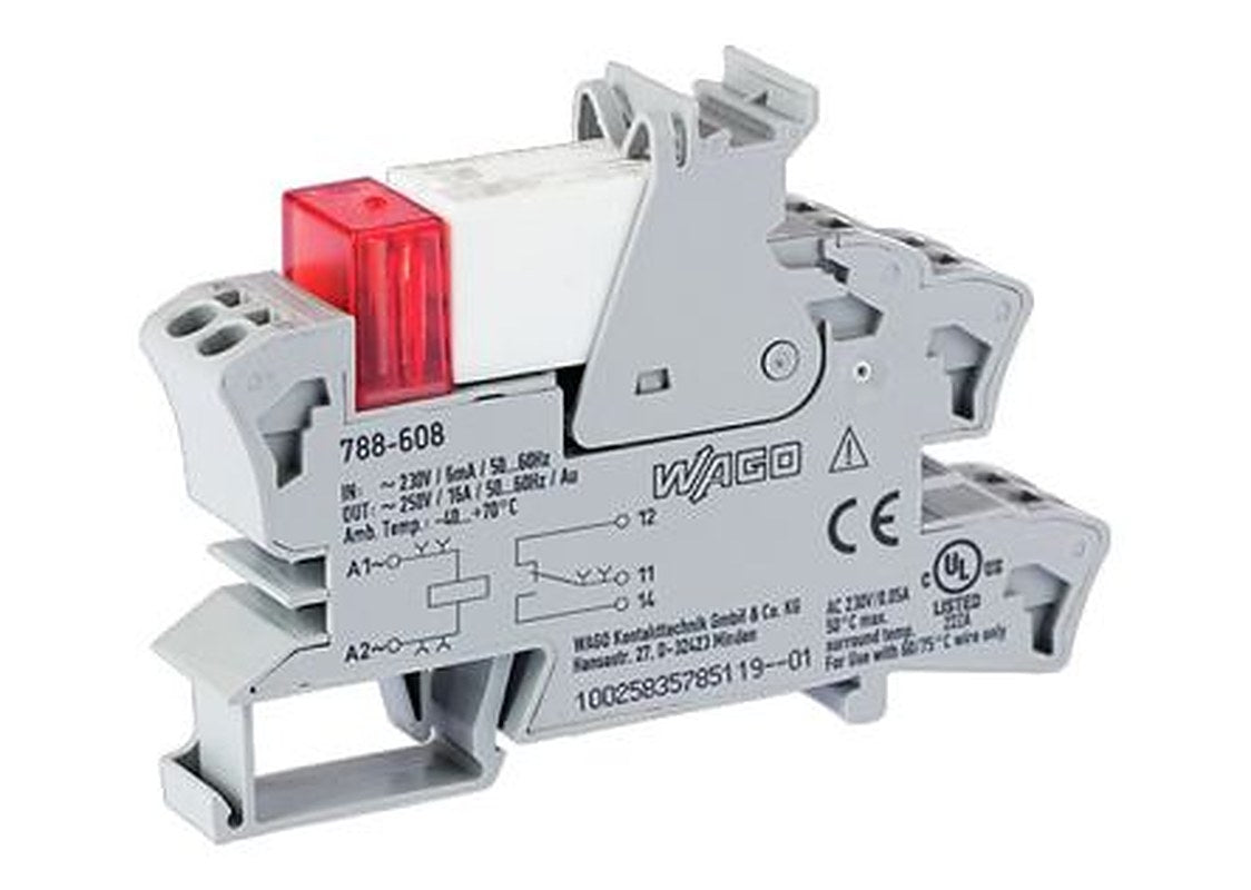 WAGO 788 Series Relay Module, DIN Rail, 230V ac Coil, SPDT, 5mA