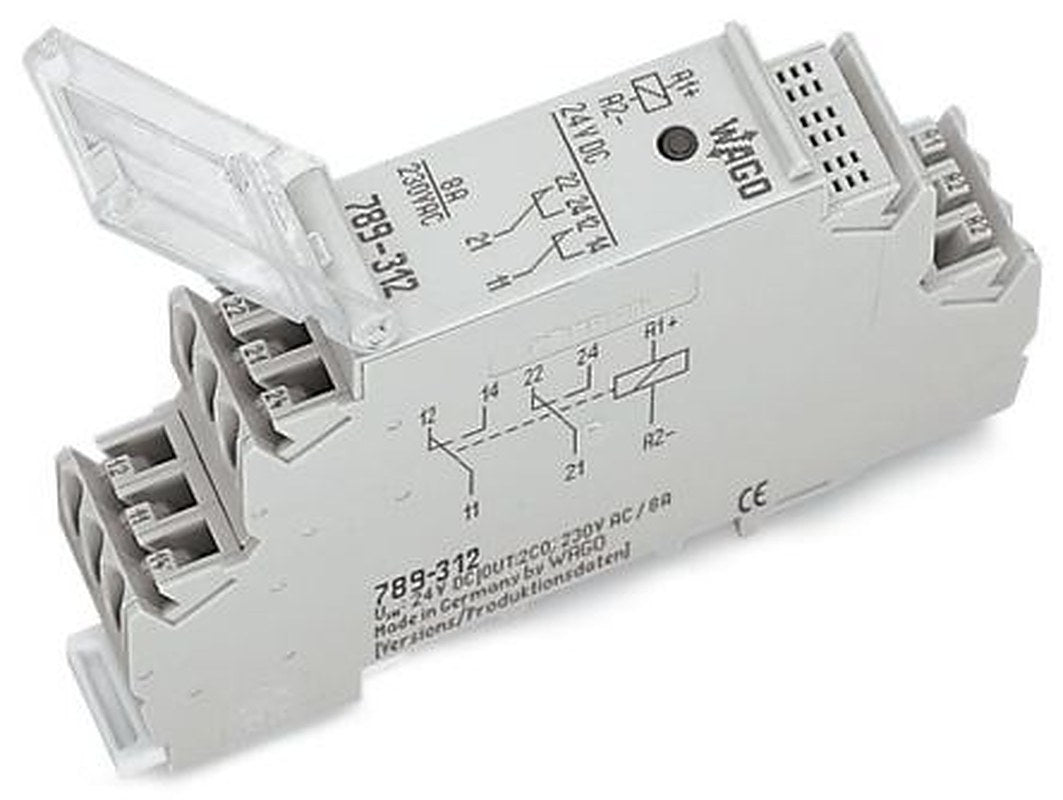 WAGO 789 Series Relay Module, DIN Rail, 24V dc Coil, DPDT, 21mA