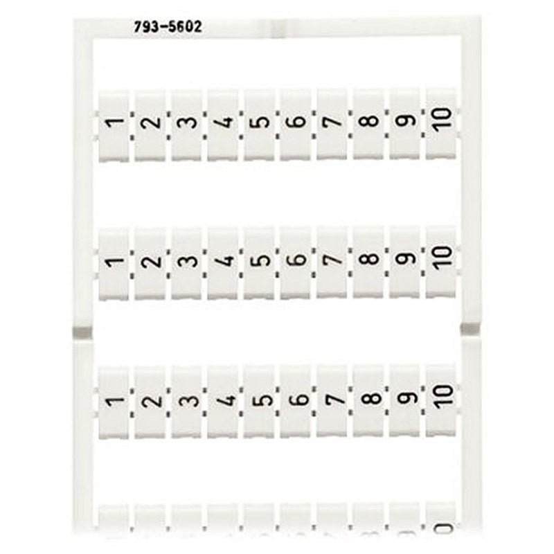 WAGO 1 to 10 (10x) Marker Card for use with Terminal Block