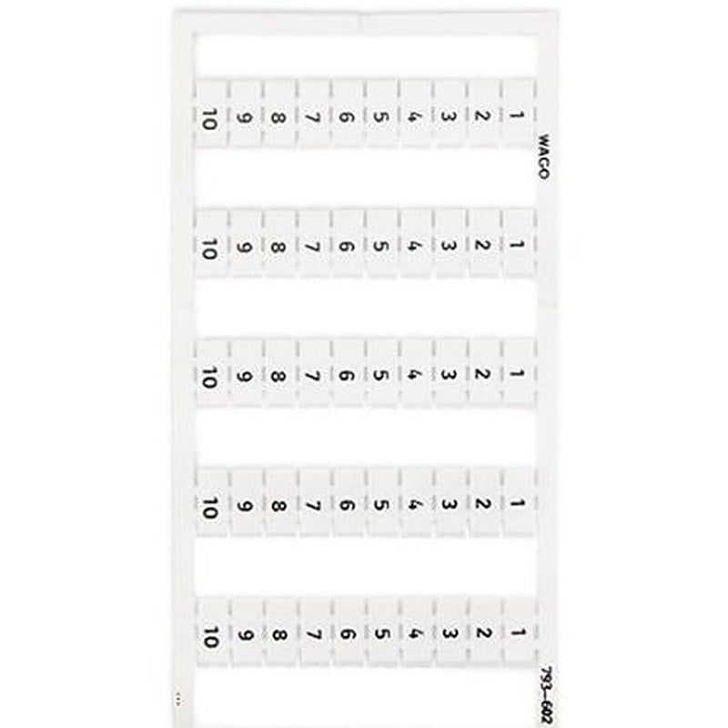 WAGO Numbers Marker Card for use with Terminal Block