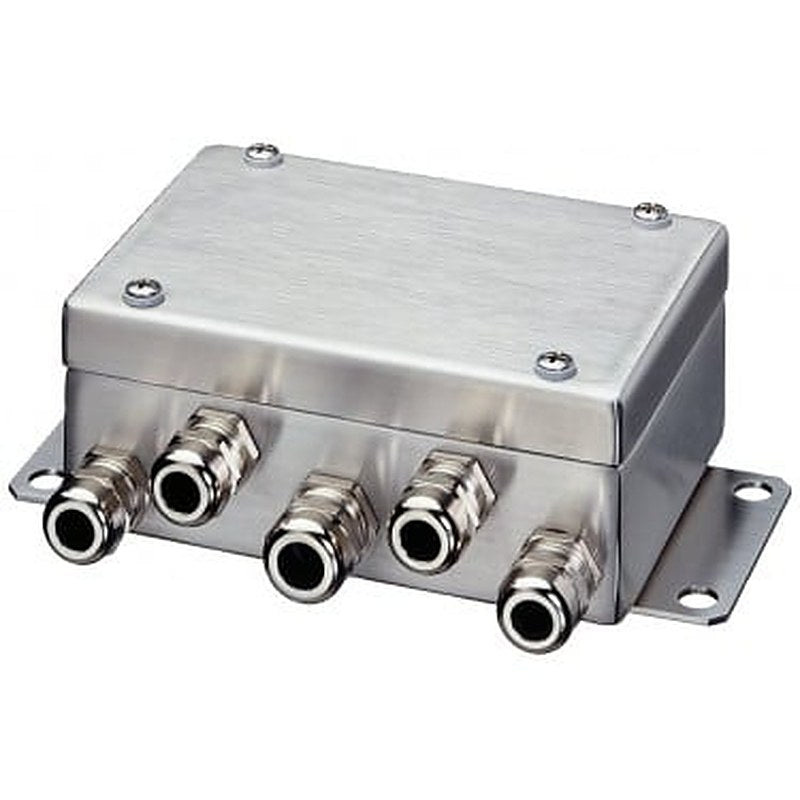 TERMINAL BOX SIWAREX JB ATEX Stainless steel enclosure FOR CONNECTION OF UP TO 4 LOAD CELLS IN 4 OR 6-CONDUCTOR TECHNOLOGY, DEGREE OF PROTECTION: IP66 for use in explosive atmospheres II 2 G Ex ia/ib IIC T6 Gb II 3 G Ex nA IIC T6 Gc II 1 D Ex ia IIIC T85 Cel Da II 1 D Ex tb + ib IIIC T85 Cel Da IP66 DIMENSIONS: 150 x 100 x 63 MM