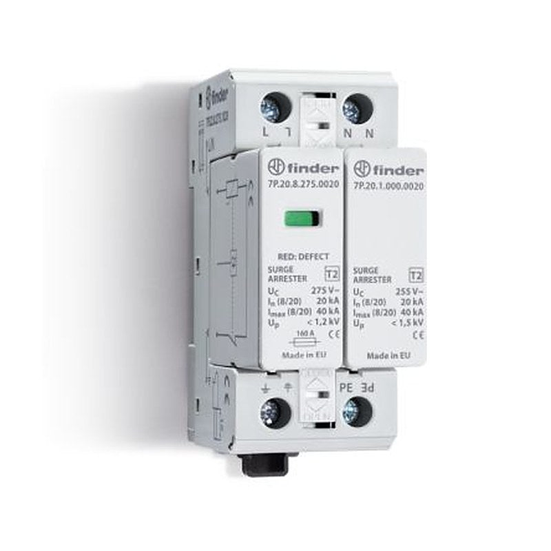 Finder 1 Phase Surge Arrester, 40 kA, 1.5 kV, DIN Rail