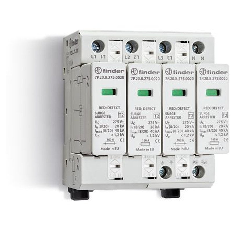 Finder 3 Phase Surge Protector, 40 kA, 1.5 kV, DIN Rail