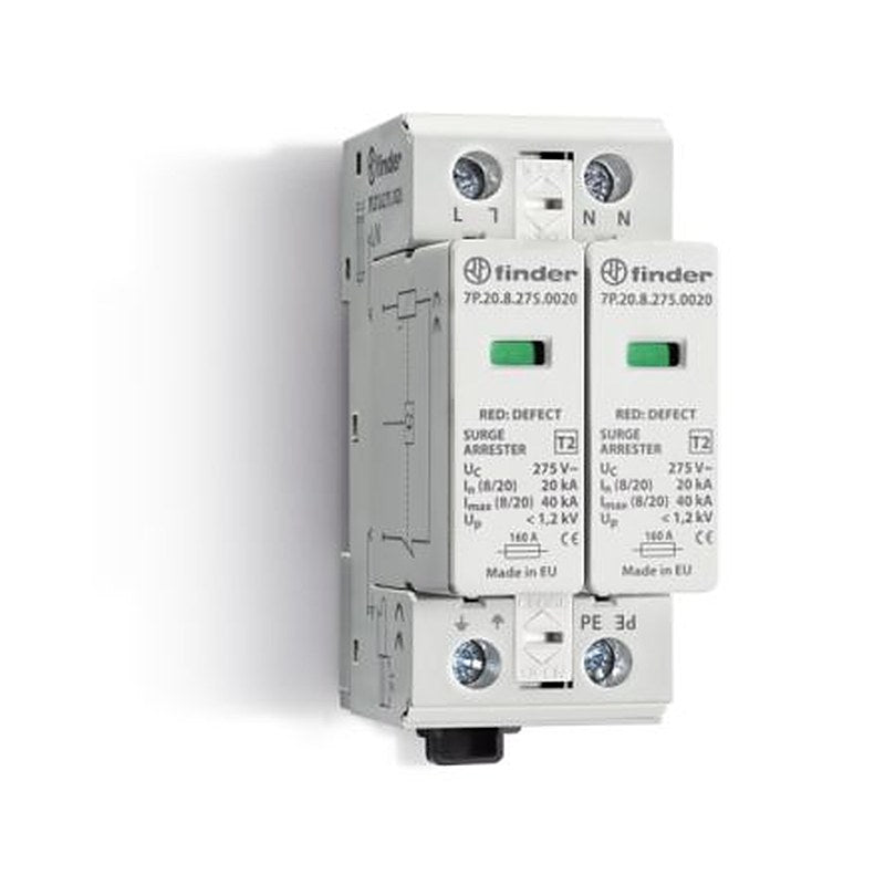 Finder 1 Phase Surge Arrester, 40 kA, 1.5 kV, DIN Rail