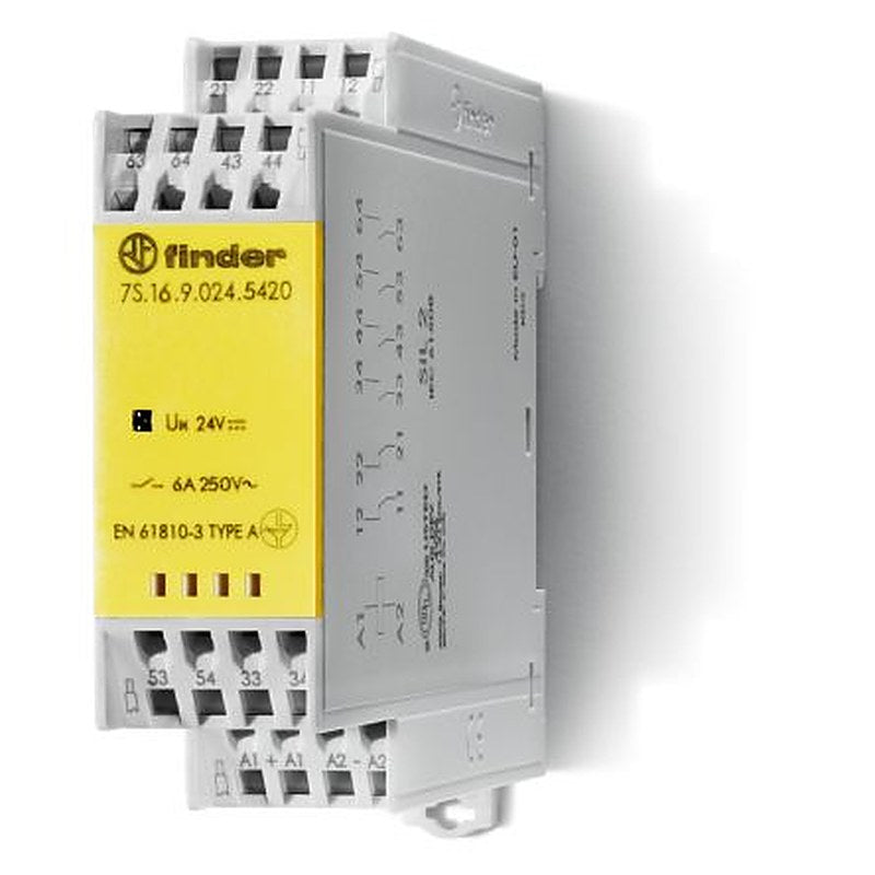Finder DIN Rail Non-Latching Relay, 230V ac Coil, 6A Switching Current, 4 NO/2 NC