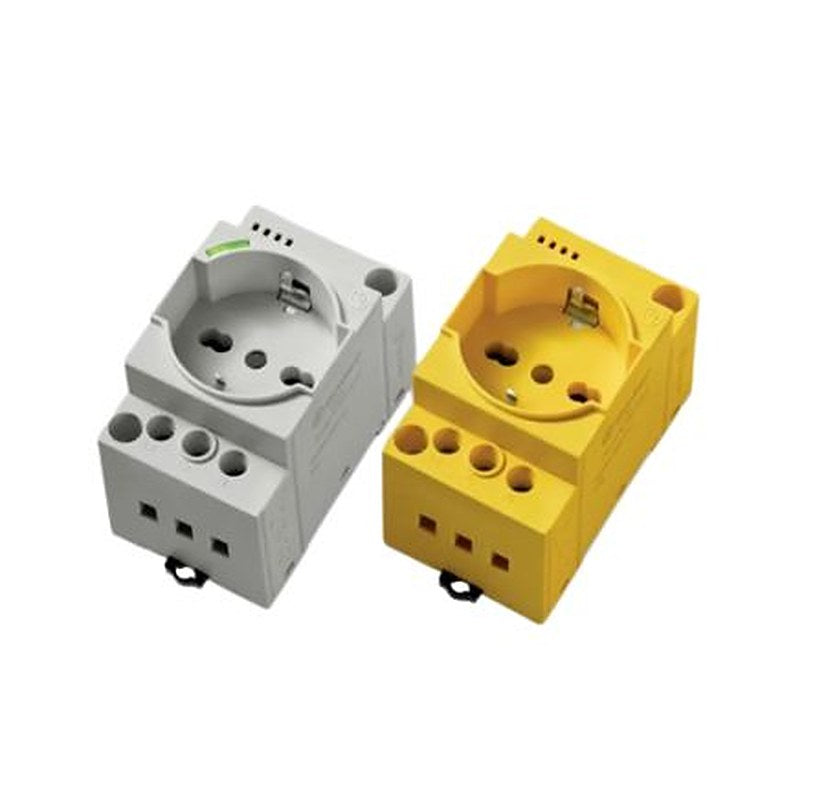 Finder 7U Yellow, Grey Power Socket, 16A, Italian, Schuko, French