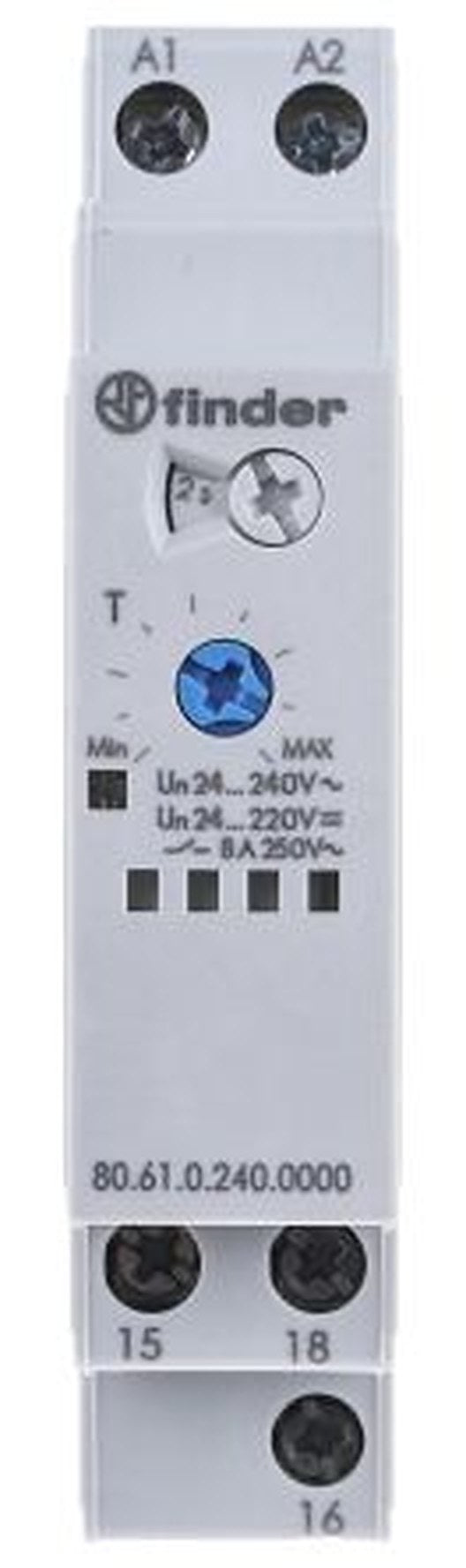 Finder 80 Series DIN Rail Timer Relay, 1-Contact, 240 V dc 24V ac, 240 V ac, 0.05 to 180 s, 1-Function, SPDT Switch