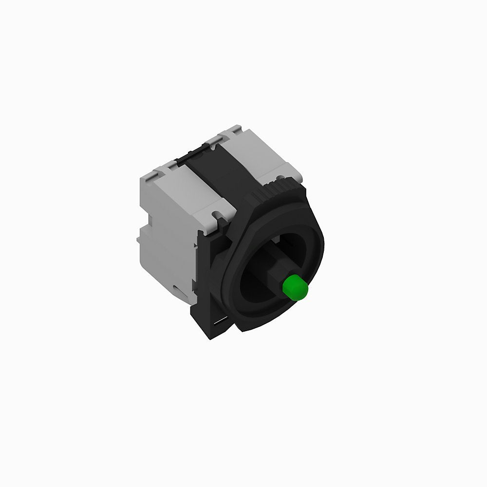 Integrated LED (screwless), Plastic Latch Mount, 24V AC/DC, Green LED, 2 N.O. Contact(s), 1 N.C. Contact(s), Standard