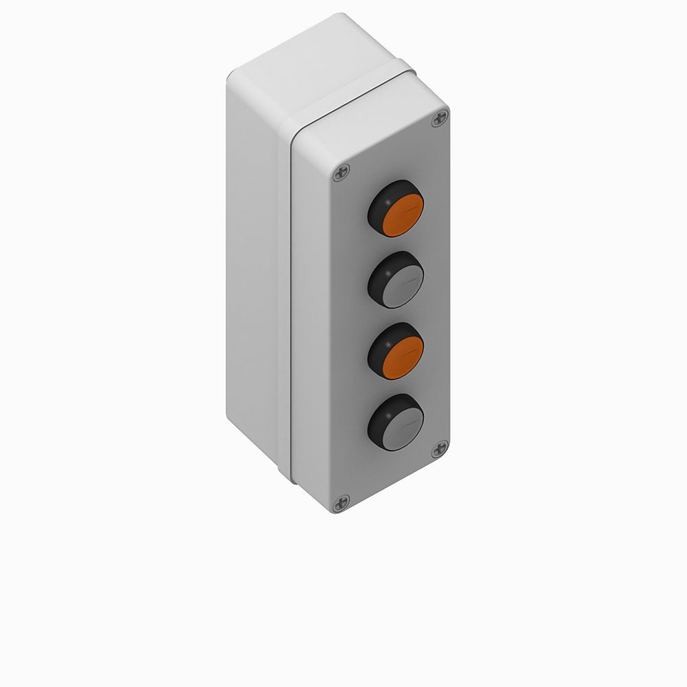 800F Assembled Stations with DeviceNet, Vertical, 4-hole/no legend frames, Pos 1:Illum Flush, Pos 1:Illum Flush, Pos 1:Illum Flush, Pos 1:Illum Flush,