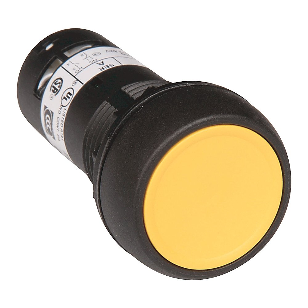 800F Push Button - Plastic Monolithic, Flush, Yellow, No Legend, Standard Pack (Qty. 1)
