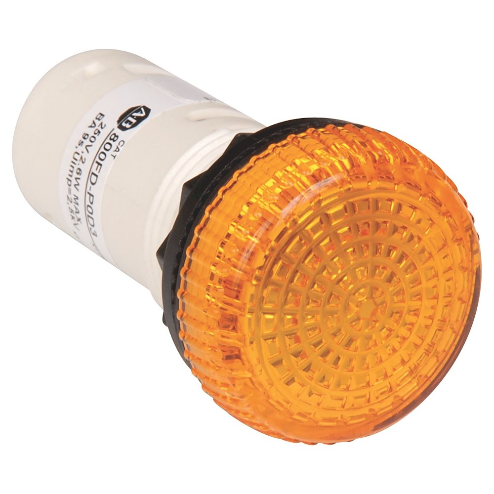 800F Pilot Light - Rd. Plas. Monolithic (IP66, 4/13, IP66), Amber, Integrated LED, 120V AC, Standard Pack (Qty. 1)