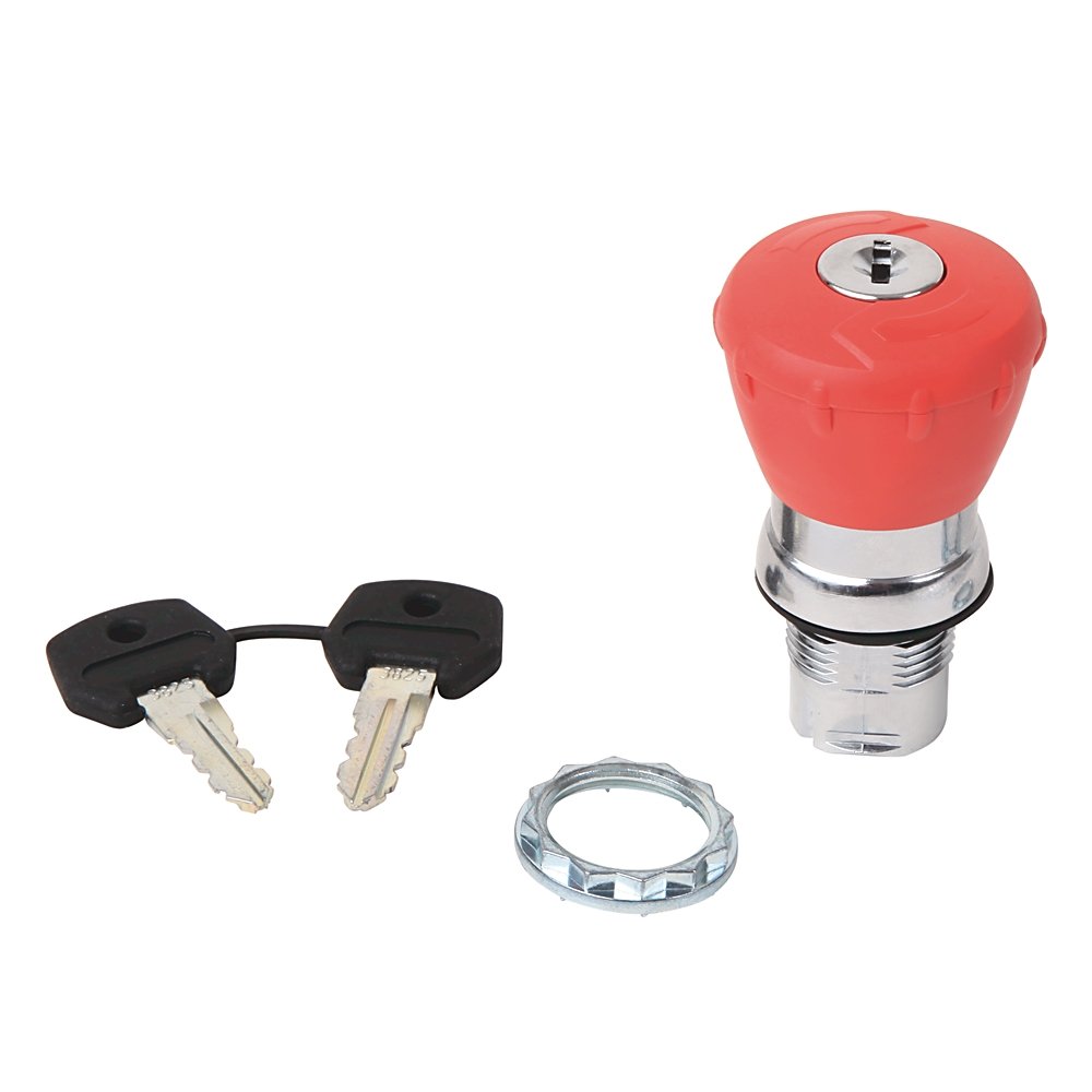 800F Non-Illuminated Mushroom Operators, Key Release, 40mm, Round Metal (Type 4/13, IP66), Red, , Standard Pack (Qty. 1)
