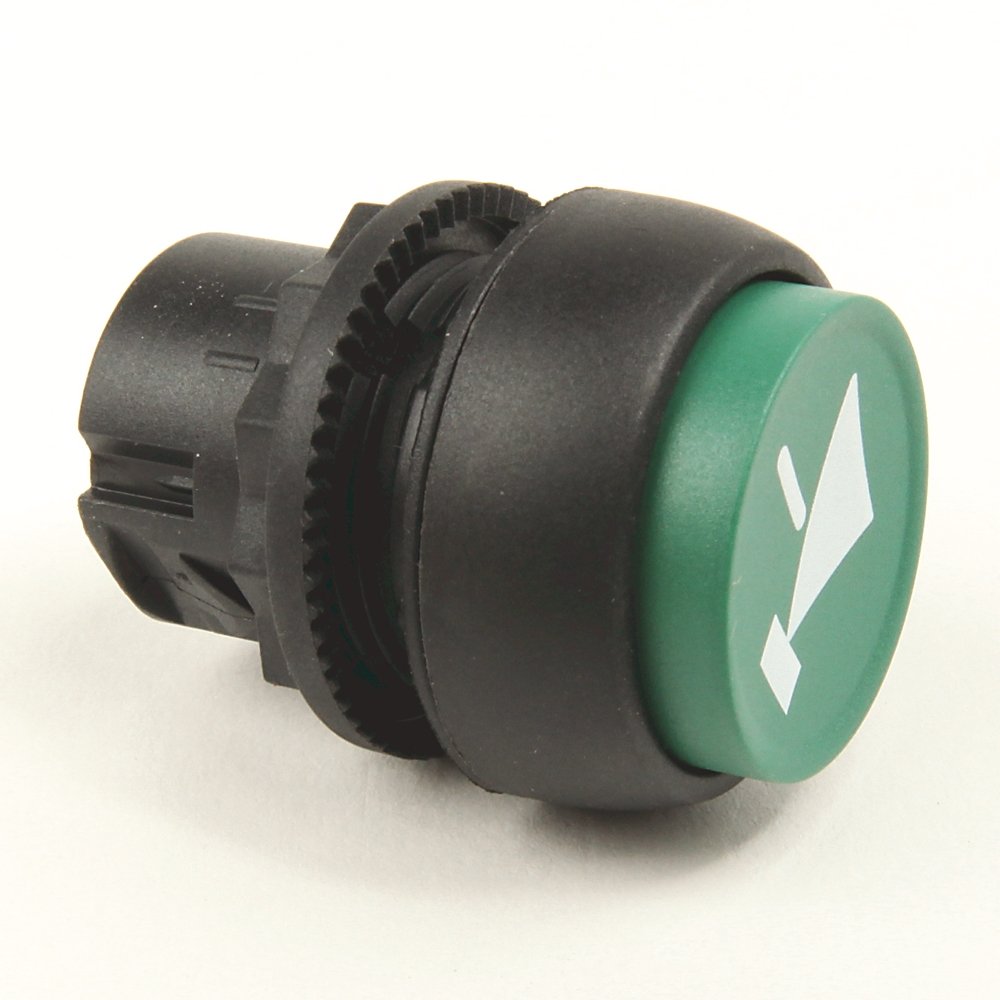 800F Push Button - Plastic, Extended, Green, START/ALARM, Standard Pack (Qty. 1)