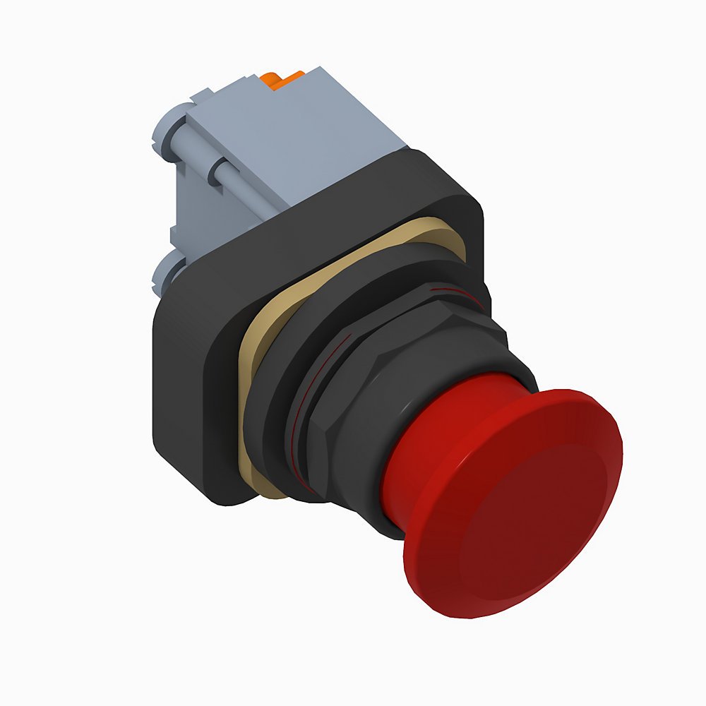30.5mm Type 4/4X/13 3 Pos Push-Pull PB-Illum., OUT/CNTR/IN-Mom/Maint/Mom, Red, Mushrm Hd, Incand., 120V AC 50/60 Hz, No Contacts