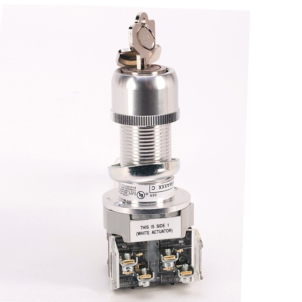 Hazardous Location Type 7&9 2 Pos. Cyl. Lock Sel. Switch, Standard Barrel Length, Maint., Key Removal - Left, D020 Key, 1 NO-1 NC