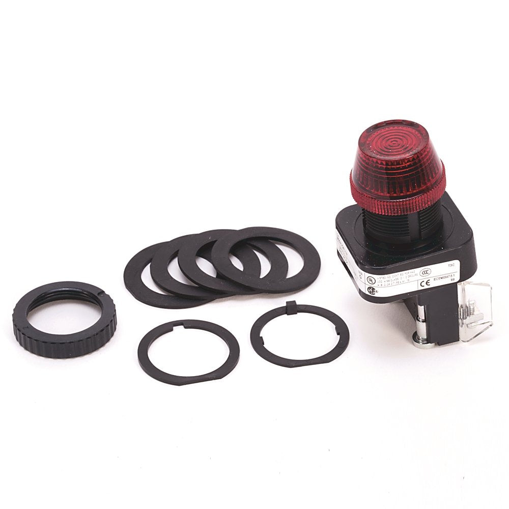 30.5mm Type 4/4X/13 Pilot Light, Full Voltage, No Test Option, Incand., Red, 240V AC/DC