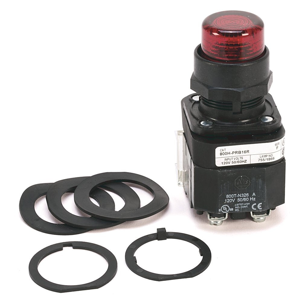 30.5mm Type 4/4X/13 Mom. Contact PB-Illum., Red, Ext. Hd w/o Guard, Incand./No Options, 24V AC/DC, 1 NO-1 NC