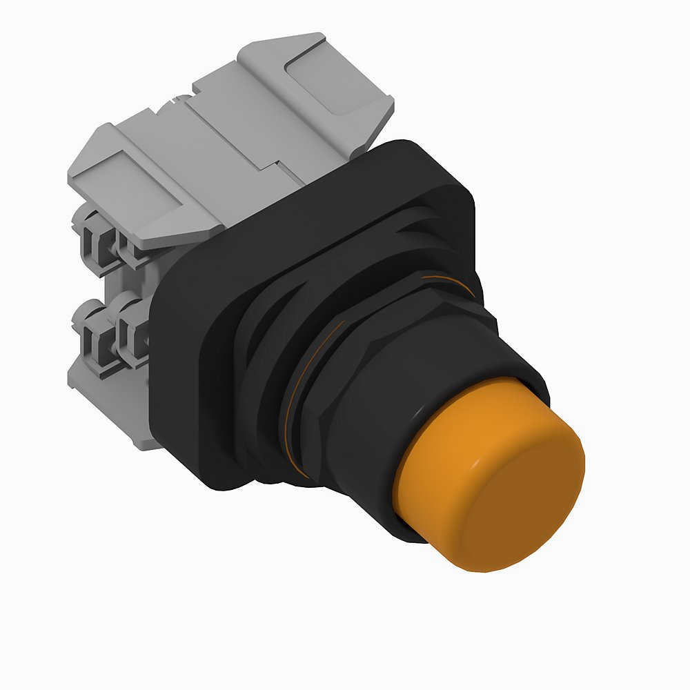 30.5mm Type 4/4X/13 Mom. Contact PB-Illum., Amber, Ext. Hd w/o Guard, LED, 12-130V AC/DC, 1 NO-1 NC PenTUFF