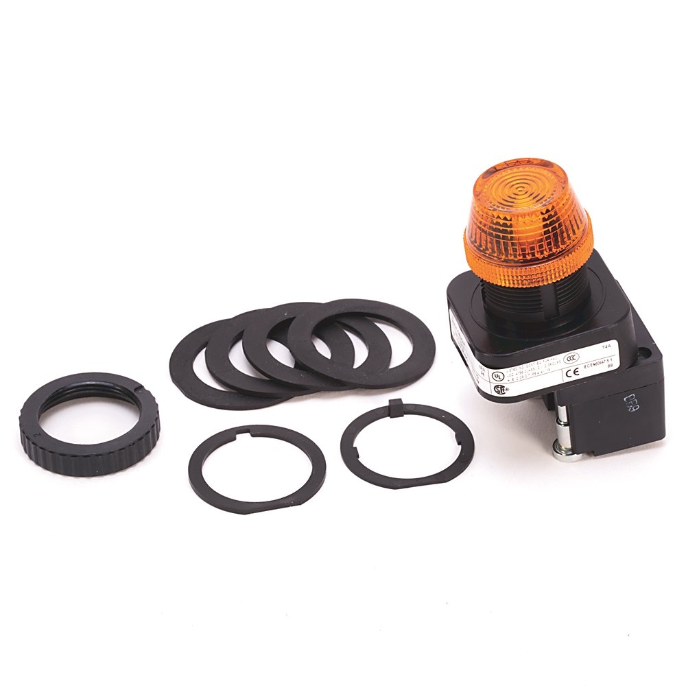 30.5mm Type 4/4X/13 Pilot Light, LED, Amber, 12-130V AC/DC