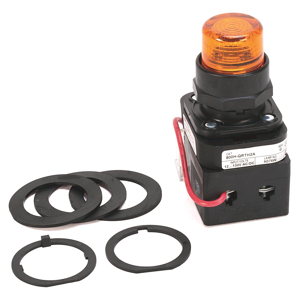 30.5mm Type 4/4X/13 Pilot Light, LED, Amber, 12-130V AC/DC, 1 N.O. - 1 N.C. Stackable Sealed Switch