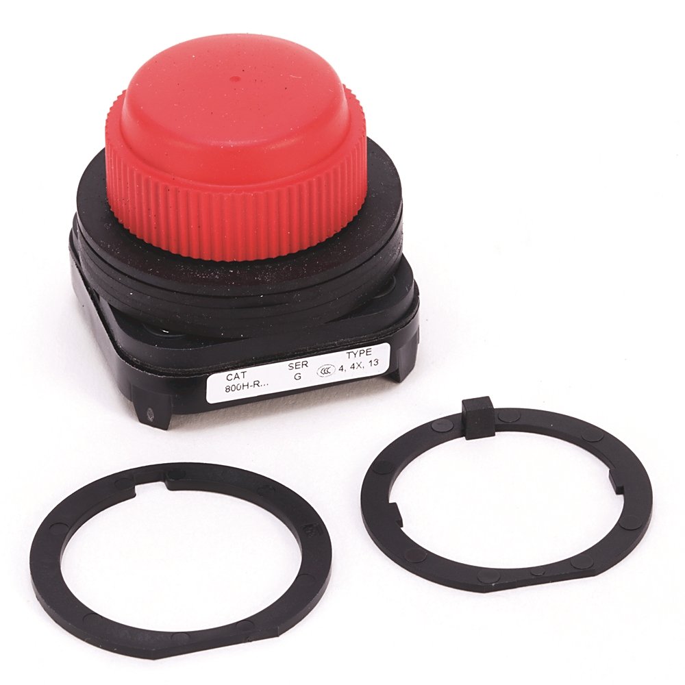 30.5mm Type 4/4X/13 Mom. Contact PB, Non-Illum., Red, Booted Hd, 1 N.O. - 1 N.C. Stackable Sealed Switch