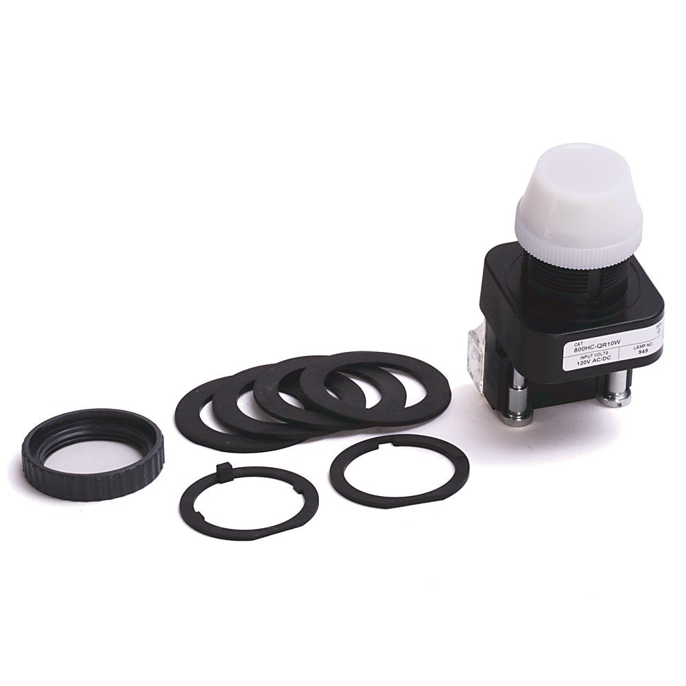 30.5mm Type 4/4X/13 Mom. Contact PB-Illum., Red, Ext. Hd w/o Guard, LED, 12-130V AC/DC, 1 NO-1 NC, Finger Safe Guards
