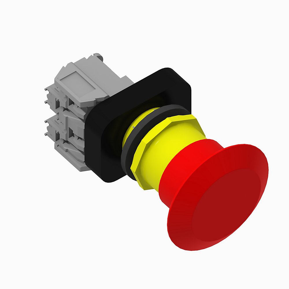 800H Non-IlluminatedTrigger Action Two Position Maintained, Twist Release, Red 60mm Plastic Head, with No legend on cap, Finger Guards on Terminals, Traditional Contact Block Code: 2-NC Standard Contacts,