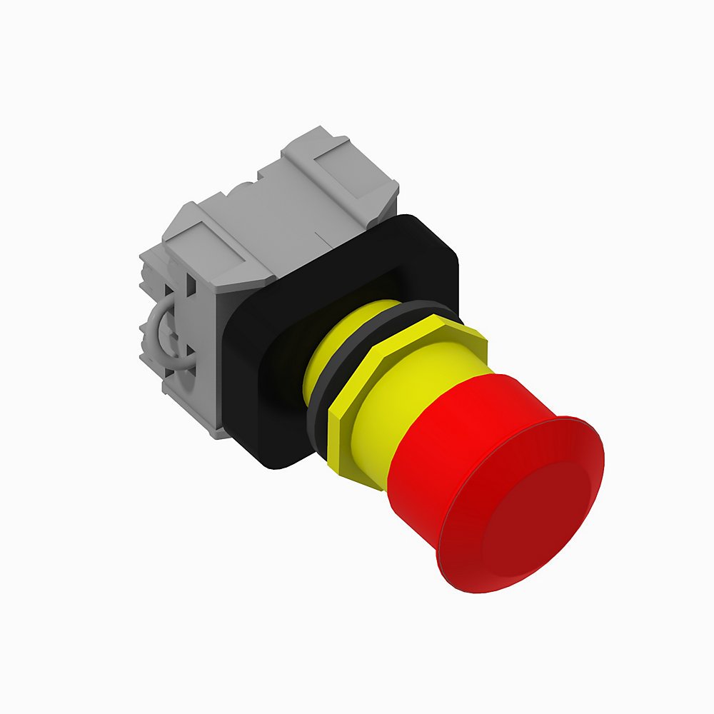 800H Non-IlluminatedTrigger Action Two Position Maintained, Twist Release, Red 45mm Plastic Head, with No legend on cap, Finger Guards on Terminals, Traditional Contact Block Code: 2-NCLB Self-Monitoring Contact,