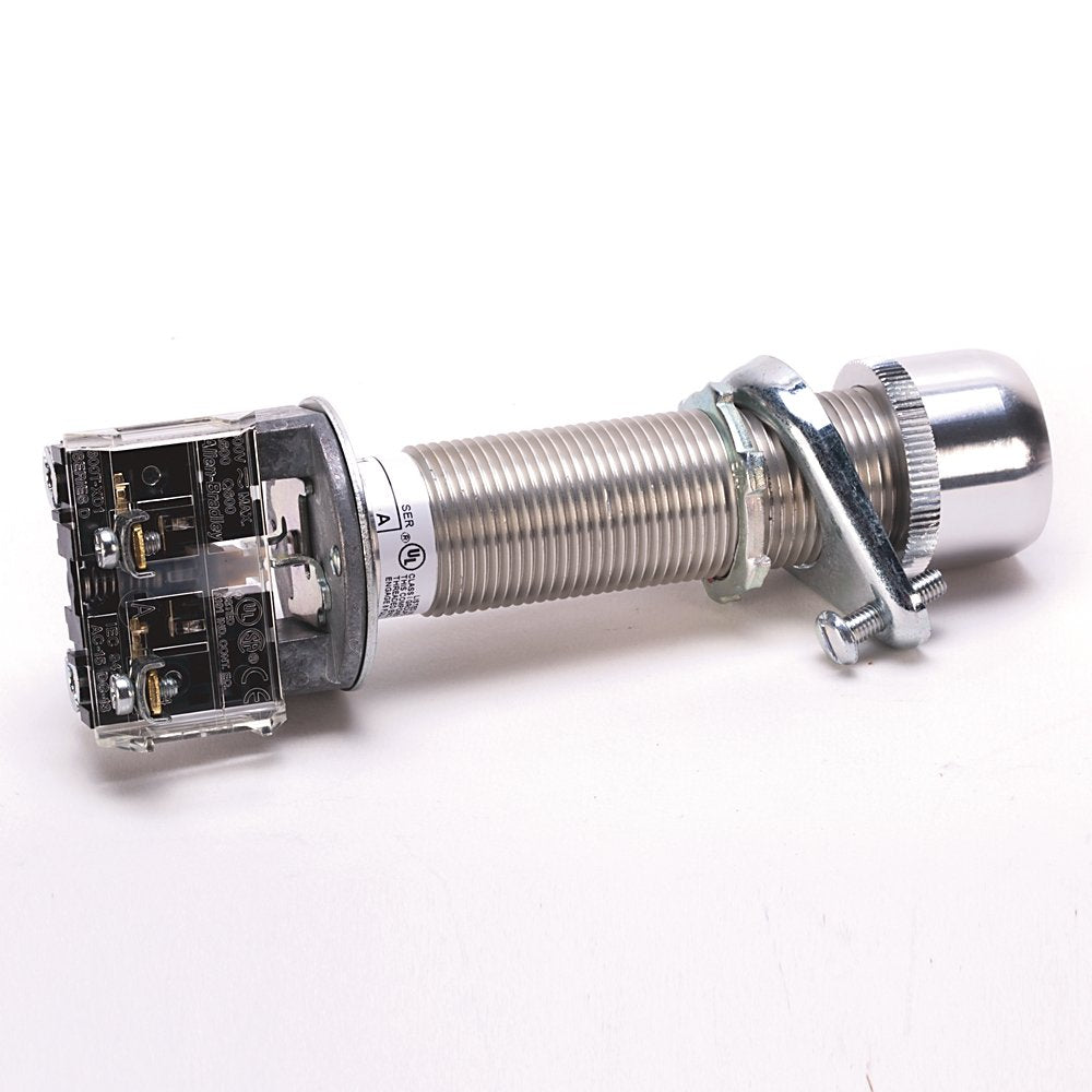 Hazardous Location Type 7&9 Momentary Contact PB, Non-Illuminated., Long Barrel, Flush Head, Black, 1 NO