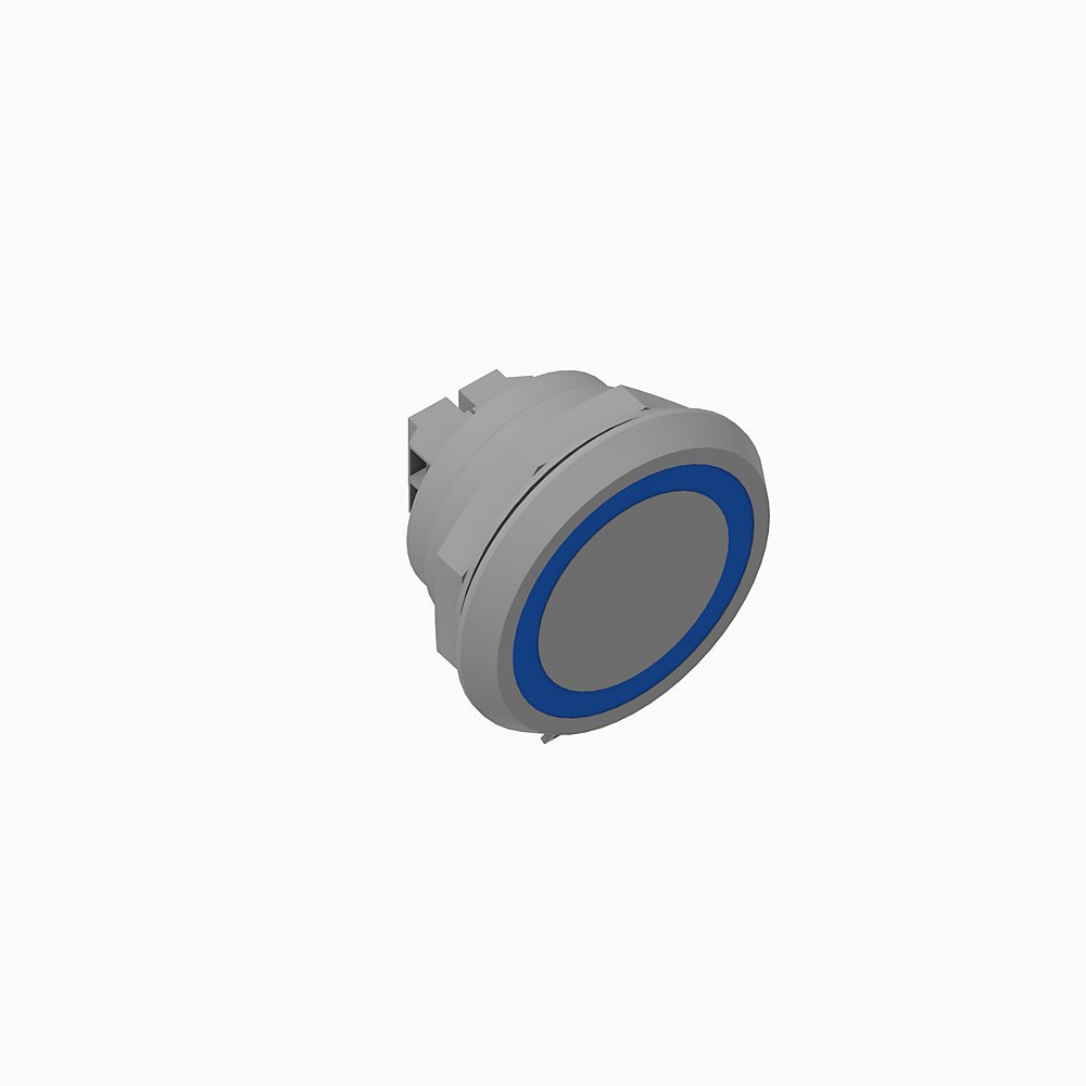 800K Piezo Operators, 30.5 mm Operator Size, Flush, Momentary Operator Type, Blue, 24V DC, 1 N.O. Contact Block, Custom text - font size 16 pt