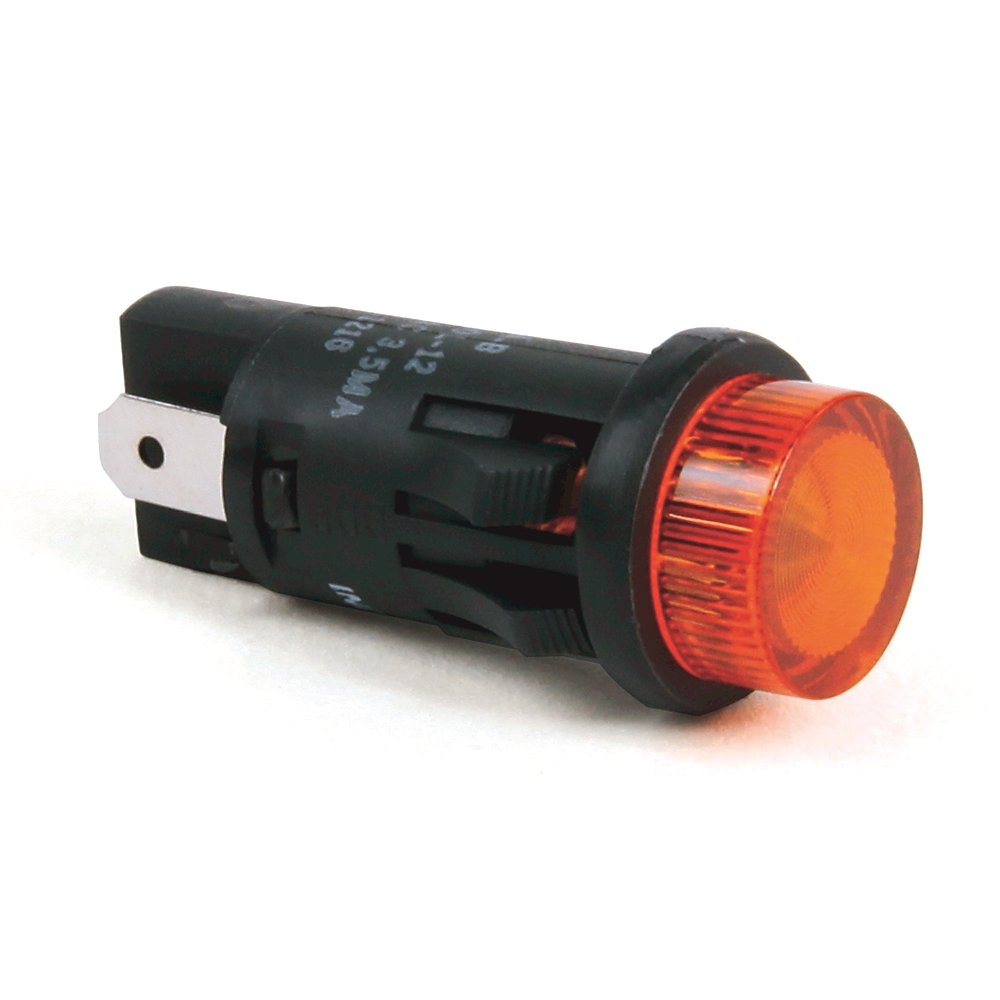 Indicator Light, 12 mm, LED, 120V AC 50/60 Hz, Amber, Wire Lead