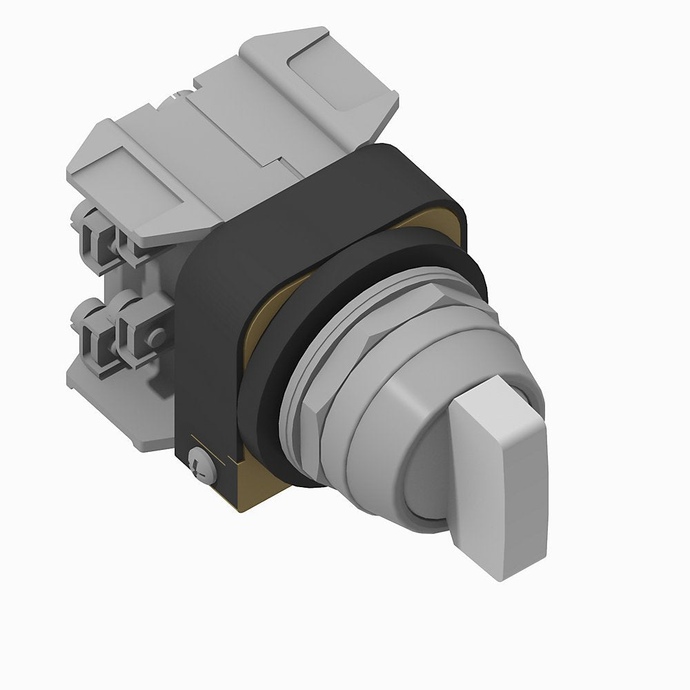 30.5mm Type 4/13 Sel. Switch-Illum., 2 Pos., Full Voltage, 12-130V AC/DC, White, Std. Knob Maint., KB6 Maintained Cam, 1 NO-1 NC PenTUFF