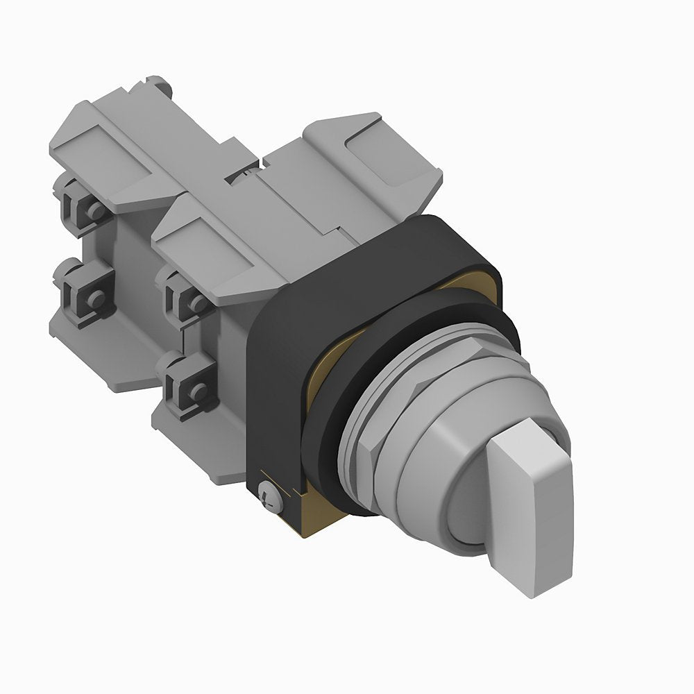 30.5mm Type 4/13 Sel. Switch-Illum., 2 Pos., Full Voltage, 12-130V AC/DC, White, Std. Knob Maint., KB6 Maintained Cam, 1 NO PenTUFF & 1 NO PenTUFF