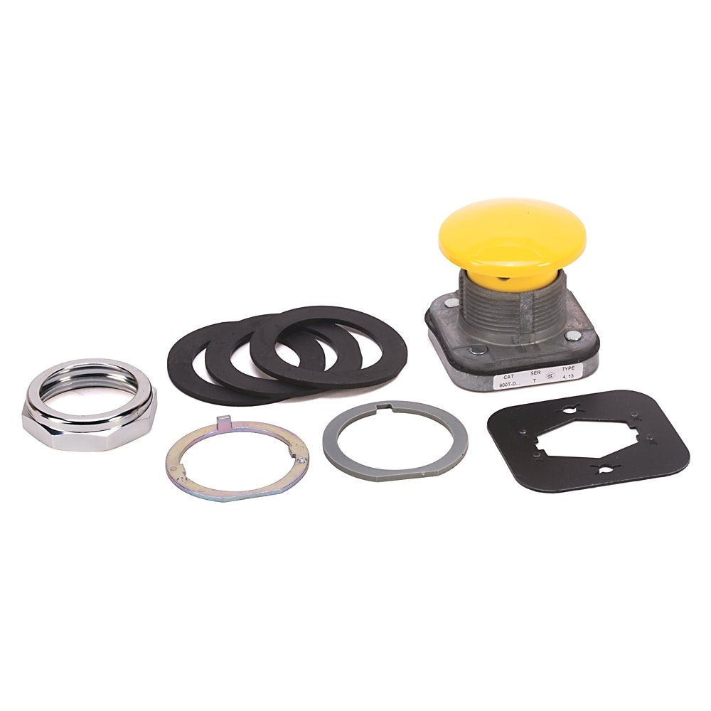 30.5mm Type 4/13 Mom. Contact PB, Non-Illum., Yellow, Mushroom Hd Jumbo-Metal, 1 NO-1 NC
