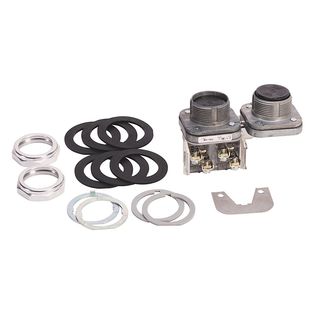 30.5mm Type 4/13 Mech. Interlocked Maint. PB, Vert. Mount, Maint./Maint., Flush/Flush, Green/Red, 1 NO-1 NC