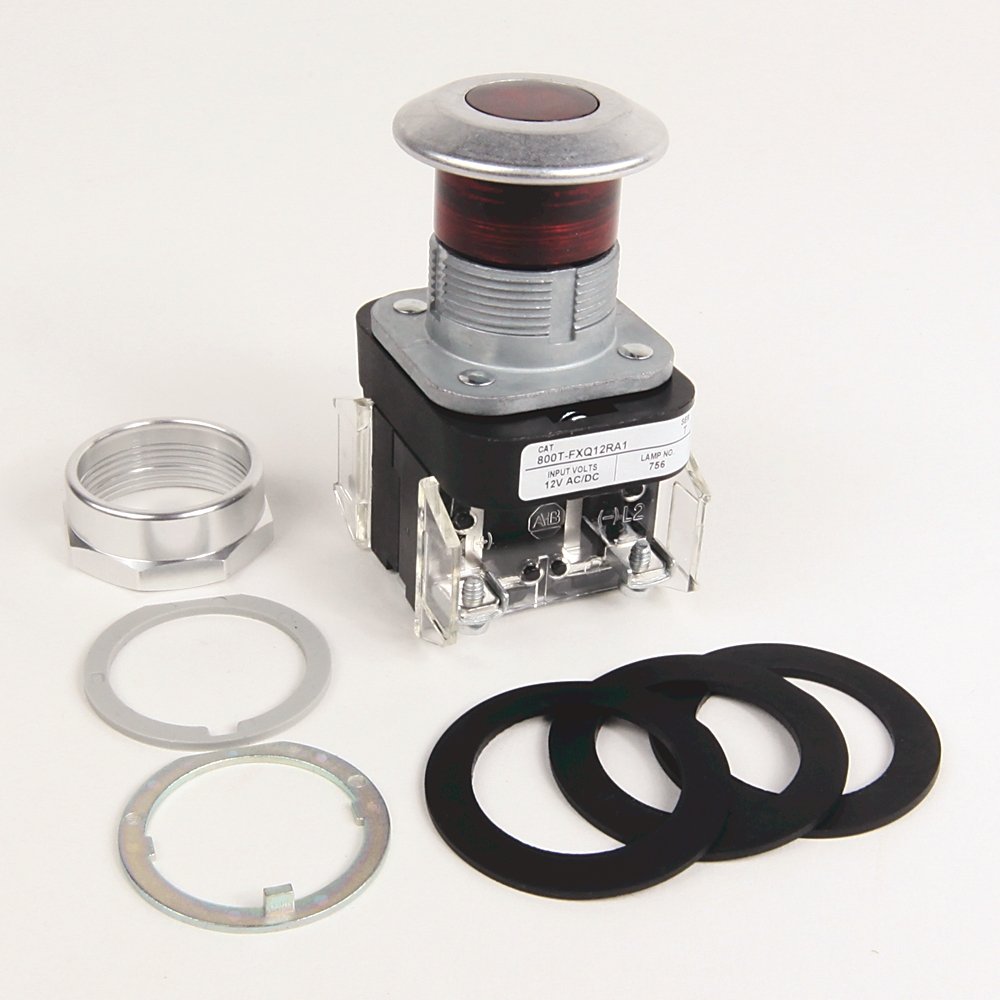 30.5mm Type 4/13 2 Pos. PB-Illum., Push-Pull, Red, Mushrm Hd, Incand., 24V AC/DC, 1 NO-1 NC