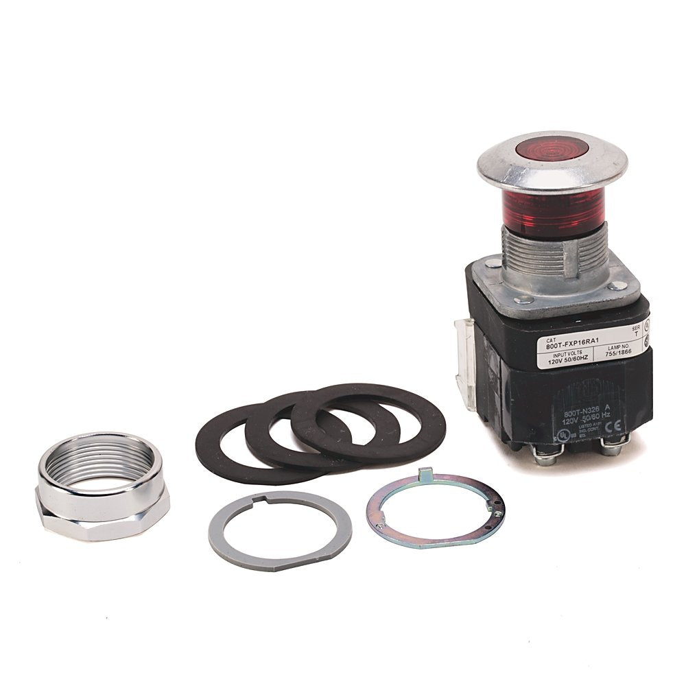 30.5mm Type 4/13 2 Pos. PB-Illum., Push-Pull, Red, Mushrm Hd, LED, 12-130V AC/DC, 2 NO-2 NC PenTUFF