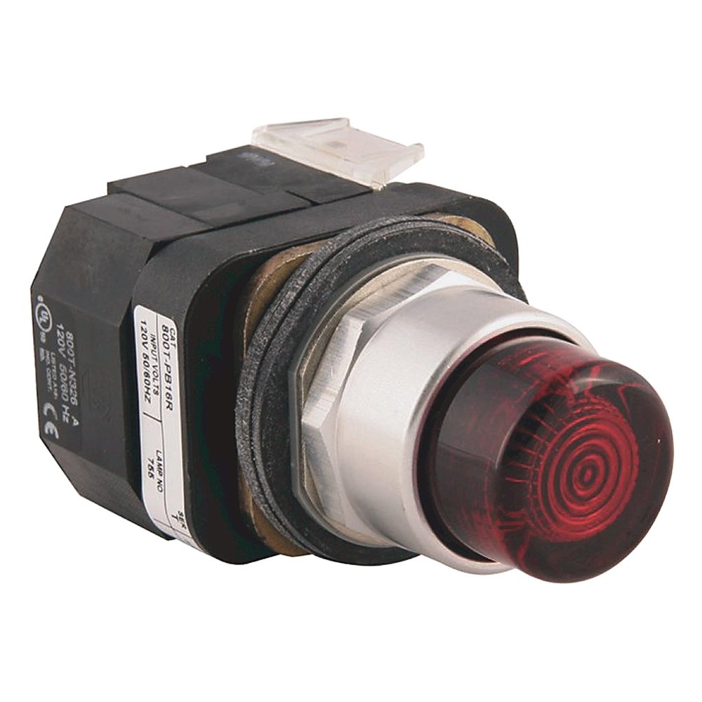 30.5mm Type 4/13 Mom. Contact PB-Illum., White, Ext. Hd w/o Guard, LED, 120V AC 50/60 Hz, 1 NO-1 NC